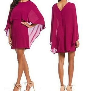 H HALSTON CAPE SLEEVE DRESS